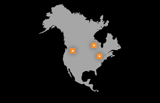 Ubicaciones en América del Norte